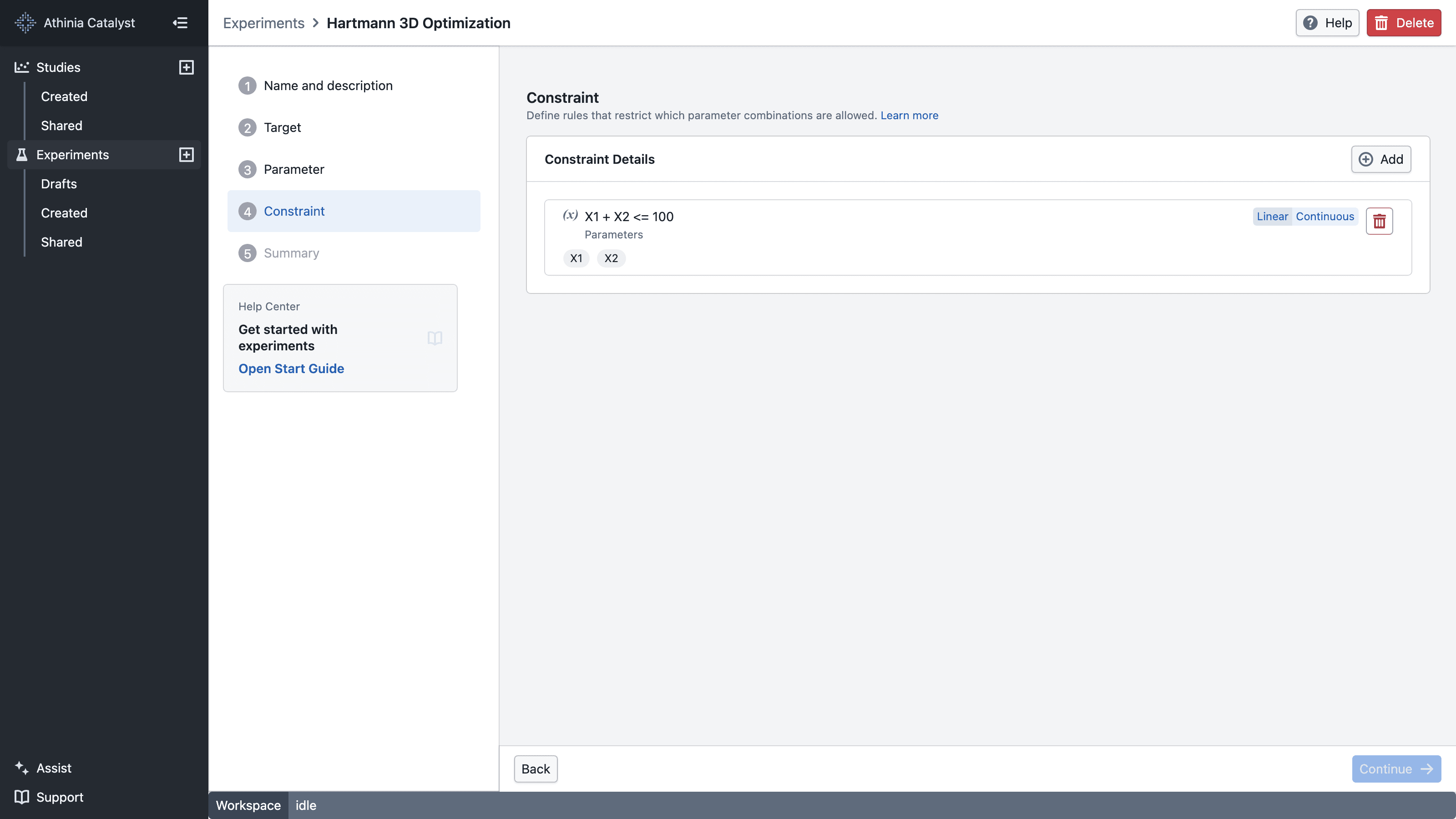 Create Constraints Screenshot