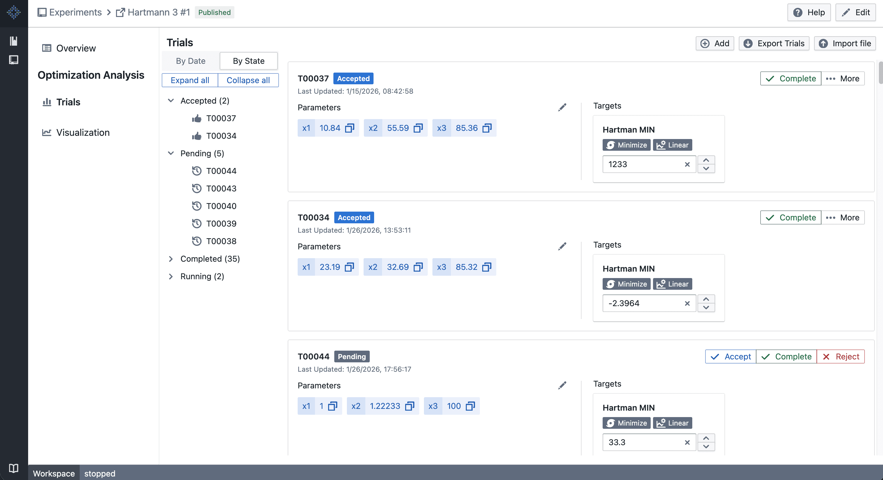 Trial – Design of Experiments